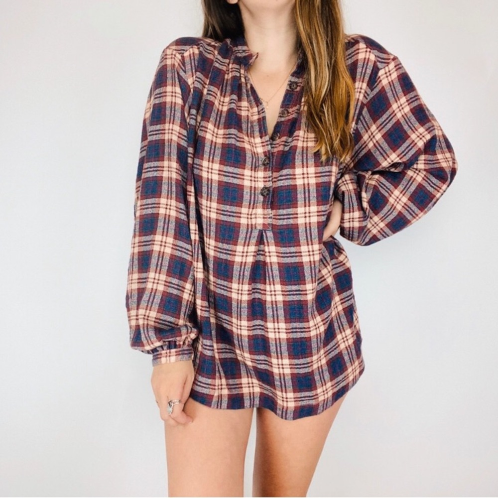 FP Balloon Sleeve Flannel Tunic